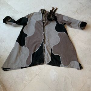 Machiko Fun Gray, Black, Brown, Top/Jacket 1X
